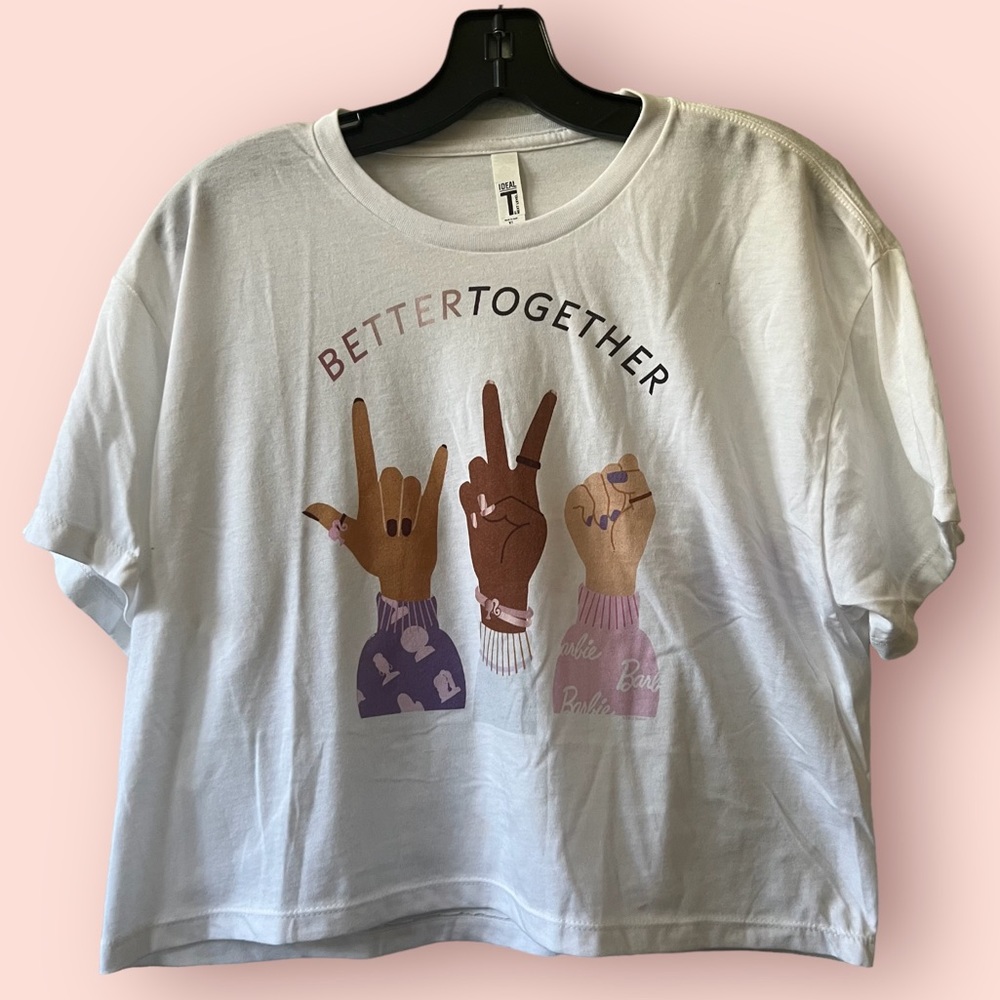 NWT Better Together Barbie Diversity cropped shirt